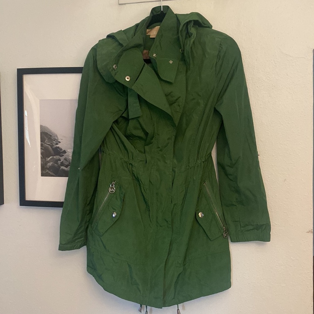 Michael Kors - green rain coat - size Small